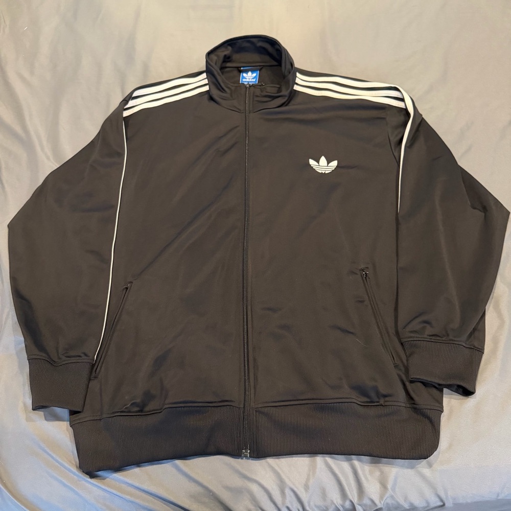 Y2K Adidas Track Jacket Men Black Trefoil Full Zip Warmup- SEE DESCRIPTION!